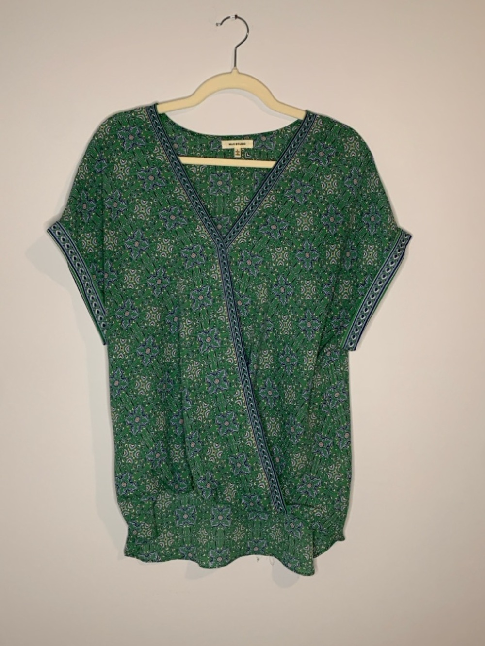 Max Studio Hi Low Cap Sleeve Blouse Size L
